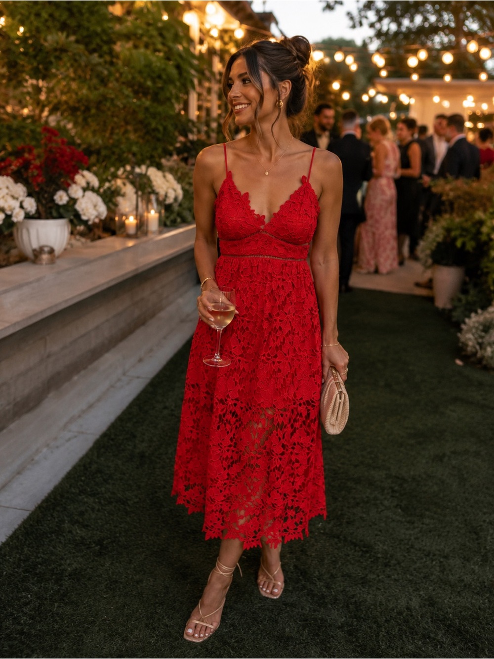 NWT Bardot Sonya Lace Dress in Fire Red